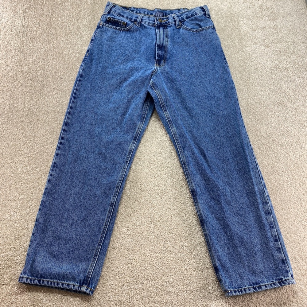 Full‎ Blue Straight Leg Jeans Mens 33x30 Blue Medium Wash (32x28) Denim